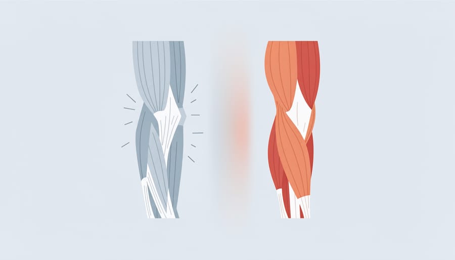 Close-up hands warming a leg before stretching to show muscle readiness